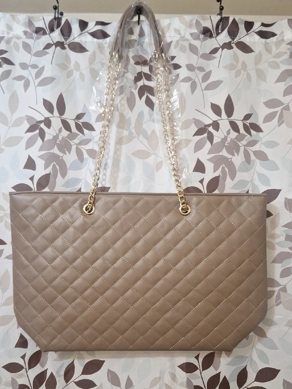 NWT Badgley Mischka Vegan Leather Tote Bag Taupe
